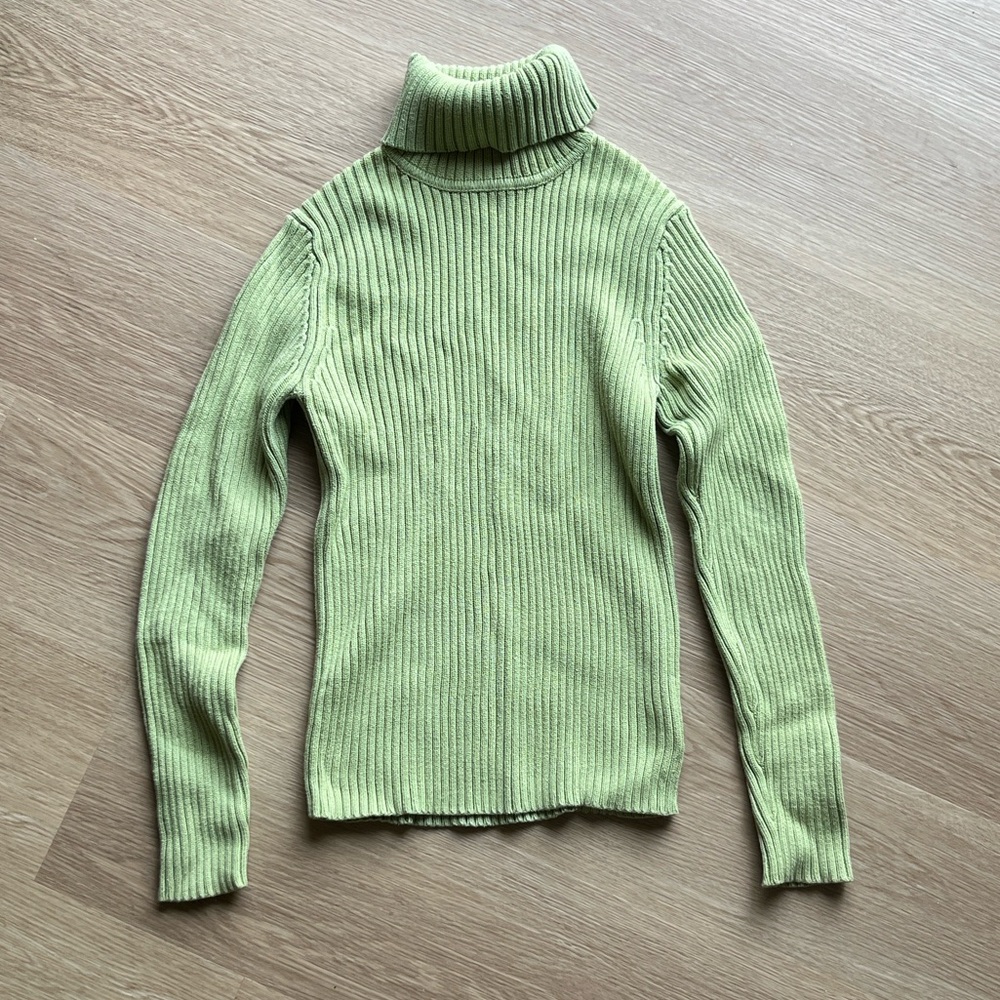 Vintage Eddie Bauer Light Green Ribbed Turtleneck Sweater